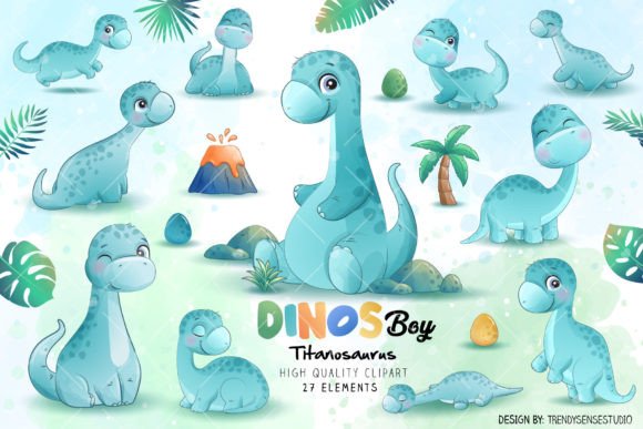 Dinosaur Titanosaurus Poses Clipart
