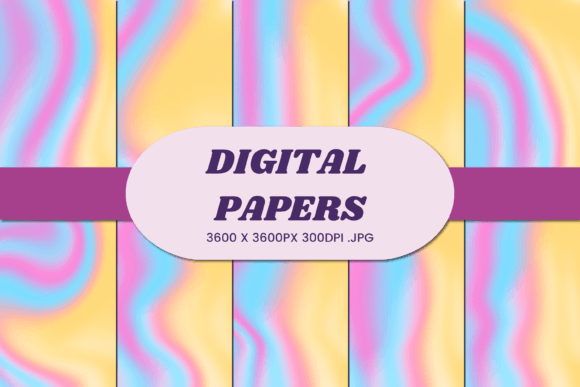 Pink Blue Unicorn Liquid 6 Digital Paper