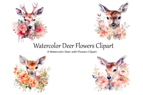 The Artistic Fusion of Nature: Exploring Watercolor Deer Flowers Clipart for Creative Projects