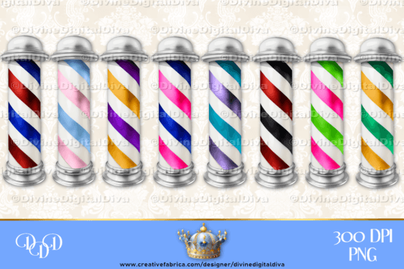 Watercolor Barber Pole Clipart Images